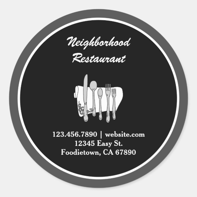 Stickers de restaurant personnalisé noir et blanc (Devant)