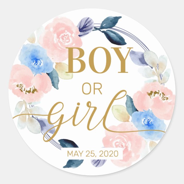 Stickers de révélation de genre garçon ou fille (Devant)