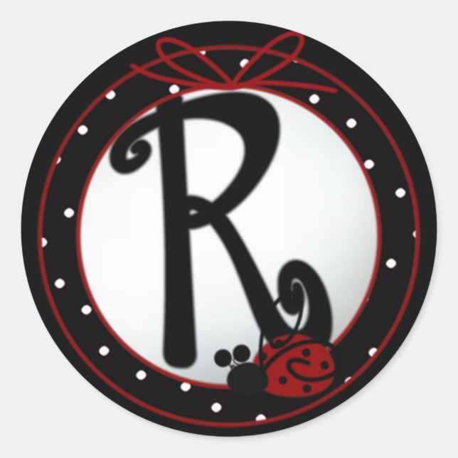 Stickers de ronde R initial de Ladybug (Devant)