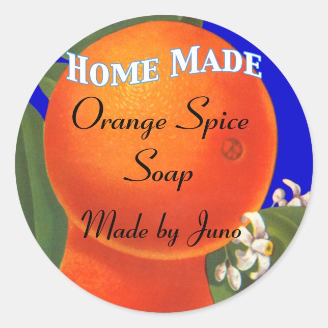 Stickers de savon orange ou de canne faits maison (Devant)
