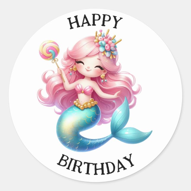 Stickers de sirène de couleur mignonne (Devant)