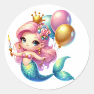 Stickers de sirène de couleur mignonne