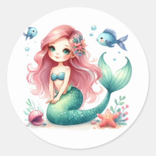 Stickers de sirène de couleur mignonne