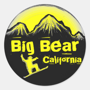 stickers de snowboard jaune Big Bear California