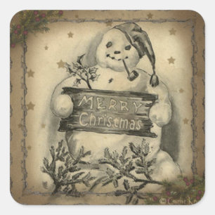 Stickers de style champêtre primitif vieux neige