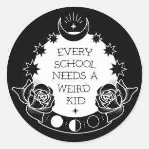 Stickers de tatouage Monochrome Weird Kid Slogan