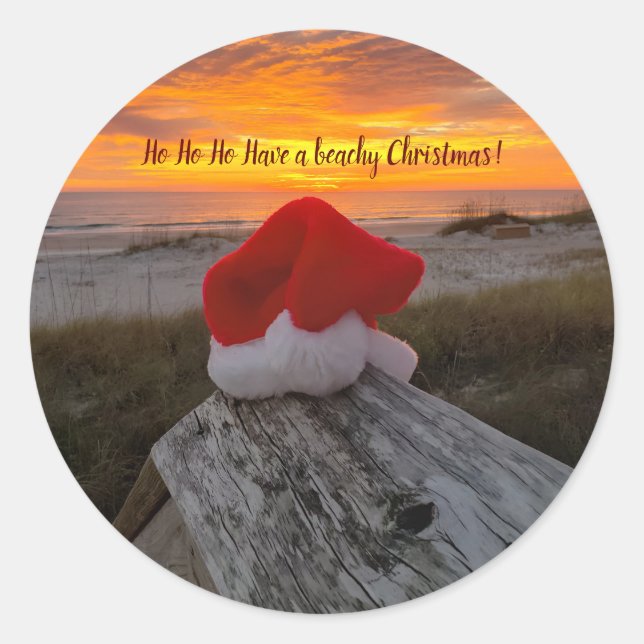 stickers de thème de la plage de Noël avec Santa H (Devant)