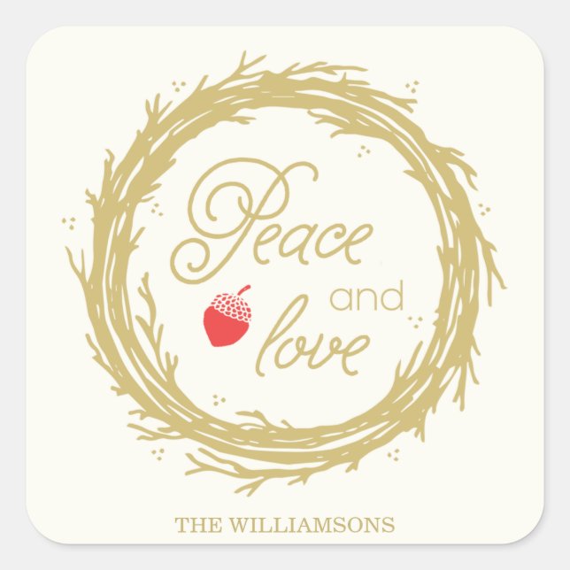 Stickers de vacances personnalisées Paix et Amour (Devant)