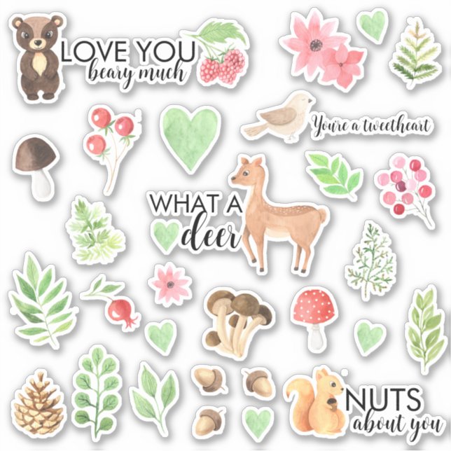 Stickers de vinyle animal Woodland (Devant)
