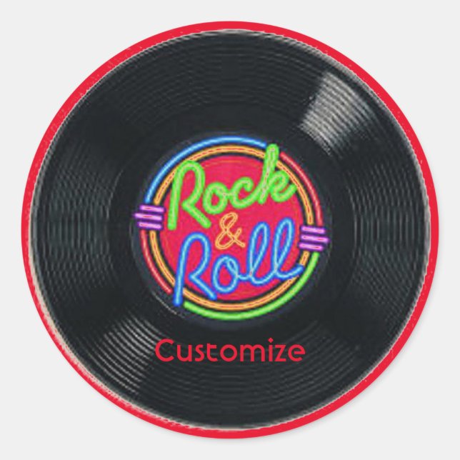 Stickers de vinyle de roche et de rouleau rétro (Devant)