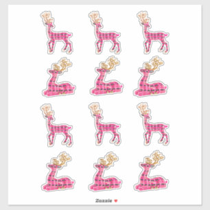 Stickers Deck de rennes de Noël rose Noël Noël Pèr