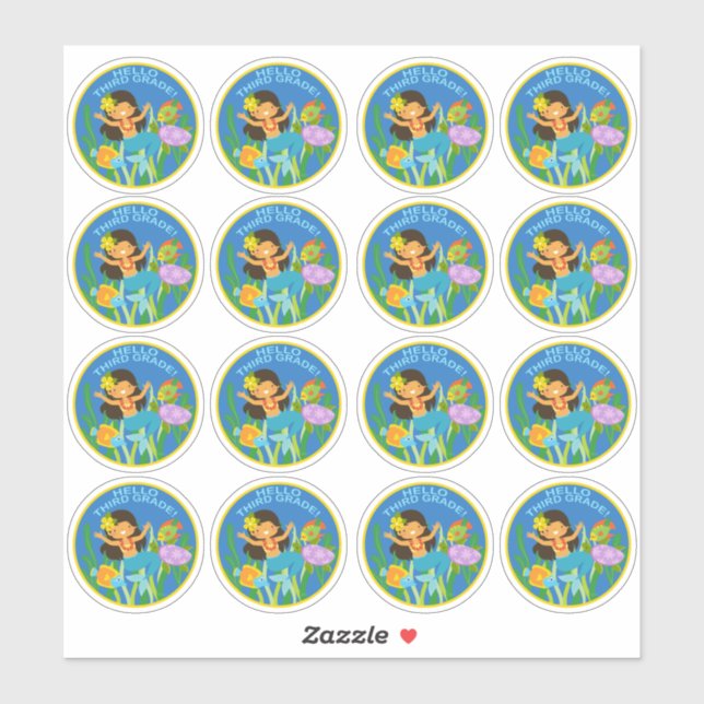 Stickers d'école Bonjour 3e année! (Feuille)