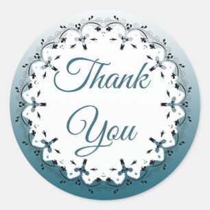 Stickers Dégradé bleu ardoise et Merci noir