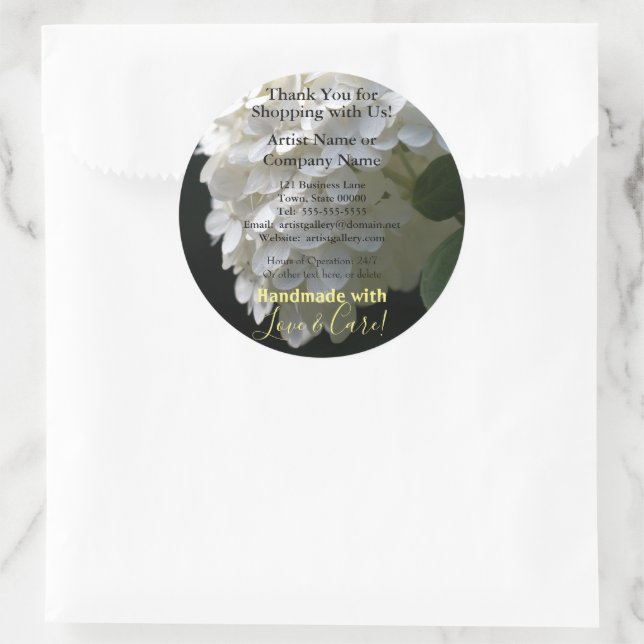Stickers d'entreprise artisanal White Hydrangea (Sac)