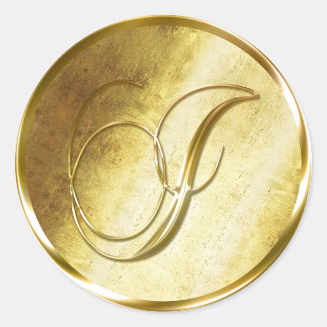 Stickers d'enveloppe en or I Monogramme Faux (Devant)