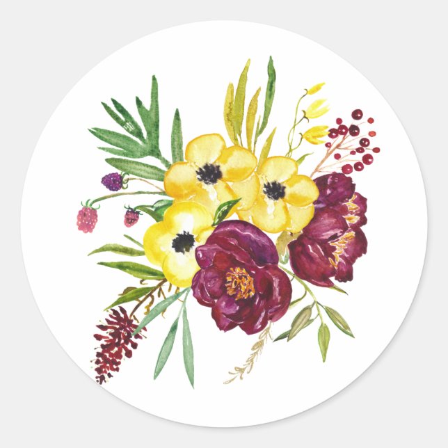 Stickers d'enveloppe florale aquarelle (Devant)