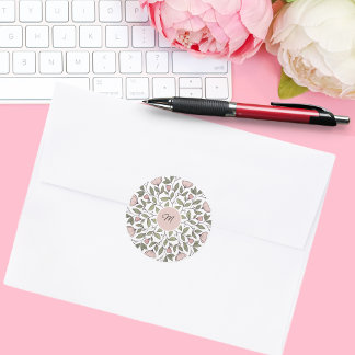 Stickers d'enveloppes de monogramme floral sur mes