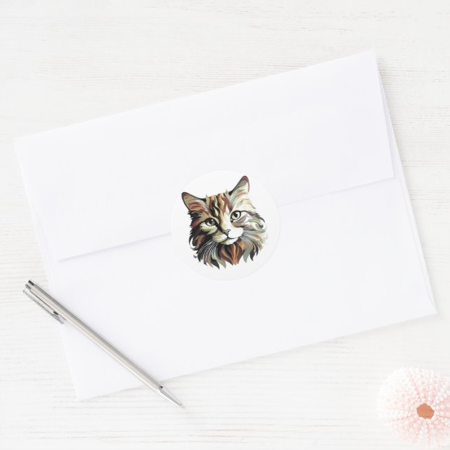Stickers Design d'Art Portrait Cat (Enveloppe)
