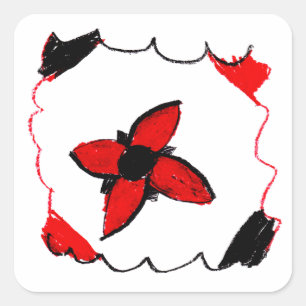 Stickers design Fleur Rouge et Noir - Art by Kids
