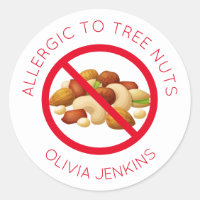 Stickers d'étiquette d'allergie aux noix d'arbre p