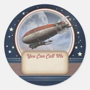 Stickers d'étiquette Retro Future Airship Name