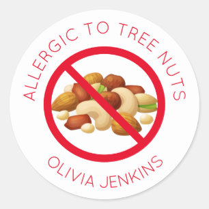 Stickers d'étiquettes de nom d'allergie aux noix 