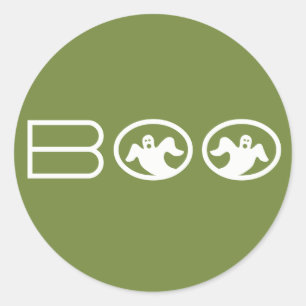 Stickers d'Halloween Boo, vert et blanc