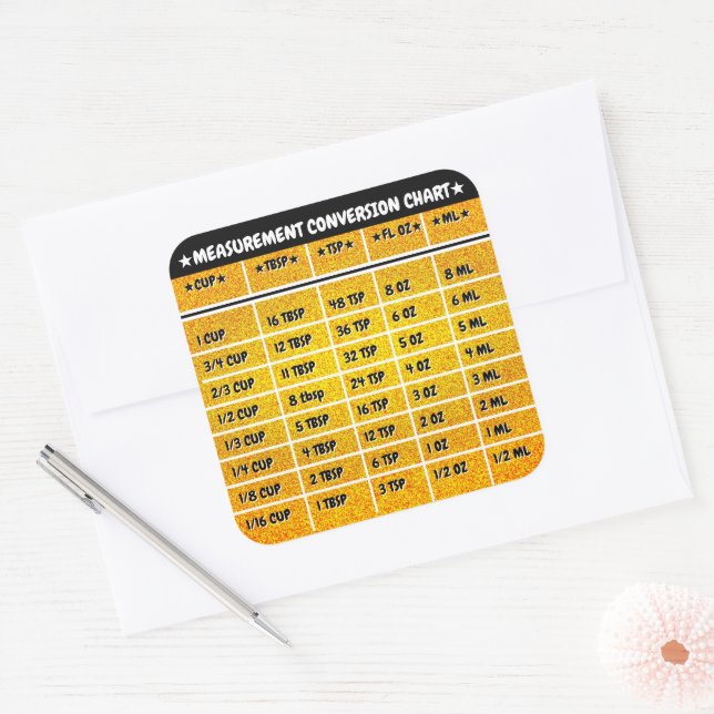 Stickers Diagramme de mesure de conversion de cuis (Enveloppe)