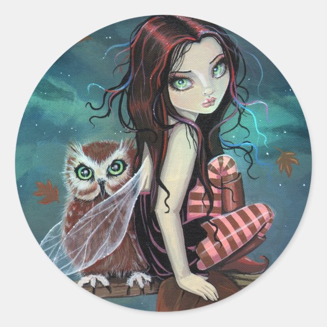 Stickers d'Imaginaire gothique fée et hibou (Devant)