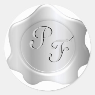Stickers d'impression monogramme en cire d'argent