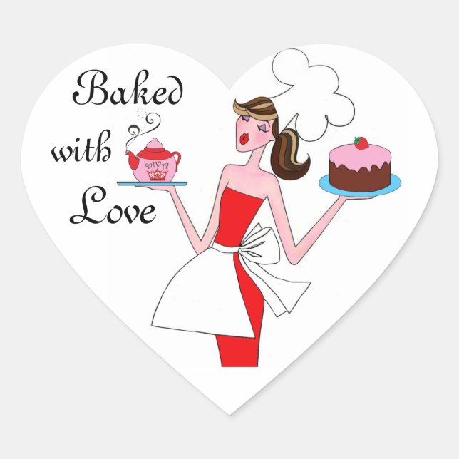 Stickers Diva Coeur "Baked With Love" (Devant)