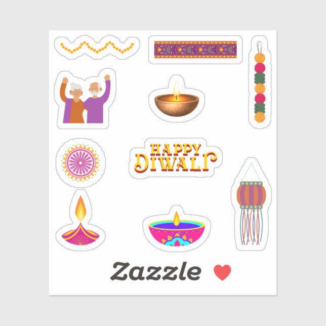 Stickers Diwali heureux (Feuille)