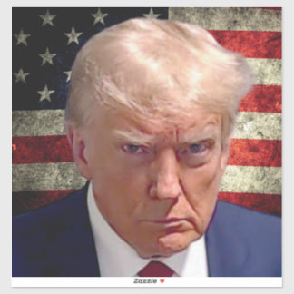 Stickers Donald Trump Mug avec drapeau américain