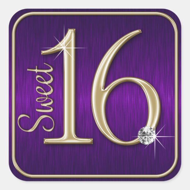 Stickers doux 16 violet/or en métal (Devant)