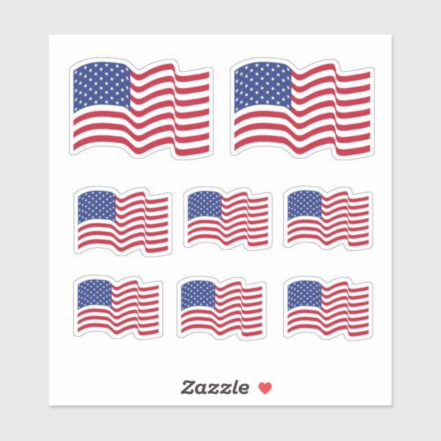 Stickers Drapeau Américain Vague Classique (Feuille)