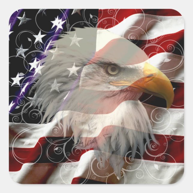 Stickers Drapeau d'aigle américain (Devant)