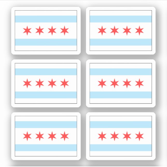 stickers drapeau de Chicago, ensemble de six (Devant)
