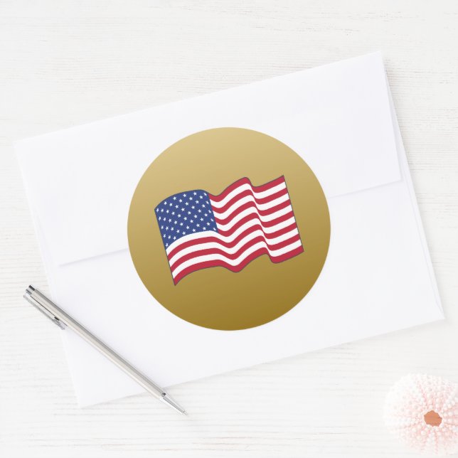 Stickers Drapeau Gold American (Enveloppe)