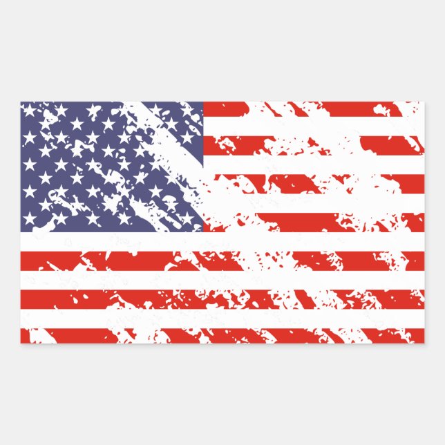 stickers drapeaux américains en détresse | Rectang (Devant)