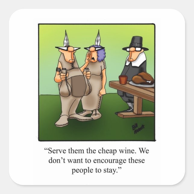 Stickers Drôle Thanksgiving "Wine pas cher" (Devant)