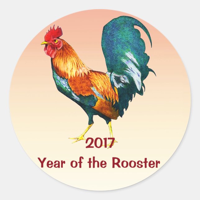 Stickers du Nouvel An chinois 2017 Red Rooster (Devant)