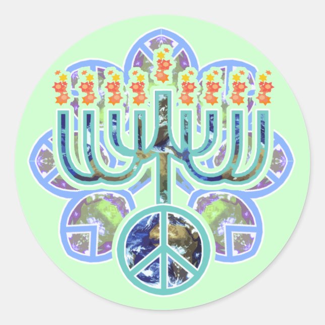 Stickers Earth Peace Menorah (Devant)