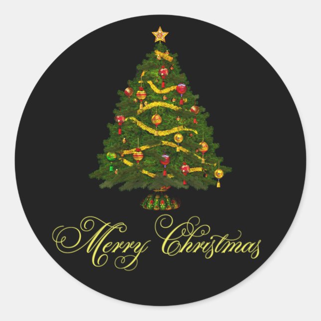 Stickers élégant Black Green Christmas Tree (Devant)