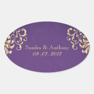 Stickers Elegant Gold et Purple Mariage damassé