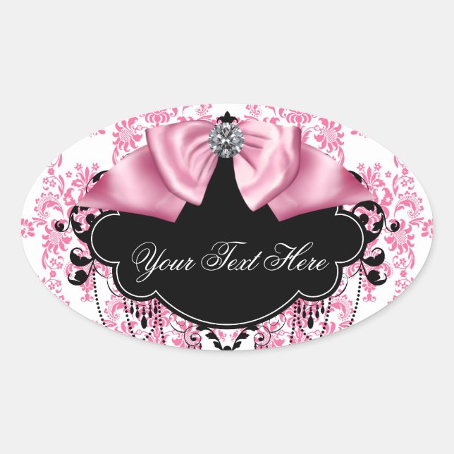 Stickers élégants en damas rose (Devant)