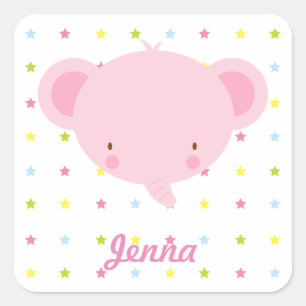 Stickers Eléphant Rose Cartoon
