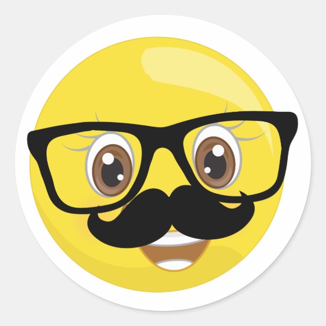 Stickers Emoji avec Moustache et lunettes (Devant)