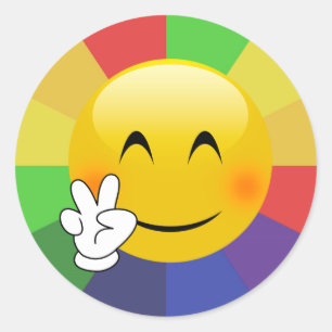 Stickers Emoji Peace Sign Rainbow Burst