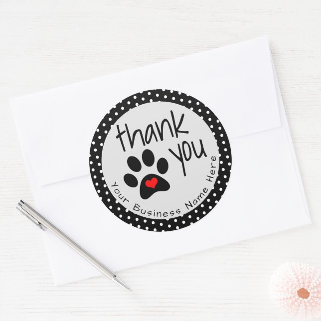 Stickers Empreinte de patte de chien noir Cutom (Enveloppe)
