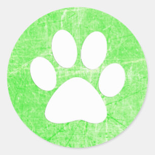 Stickers Empreinte de patte de chien vert et blanc